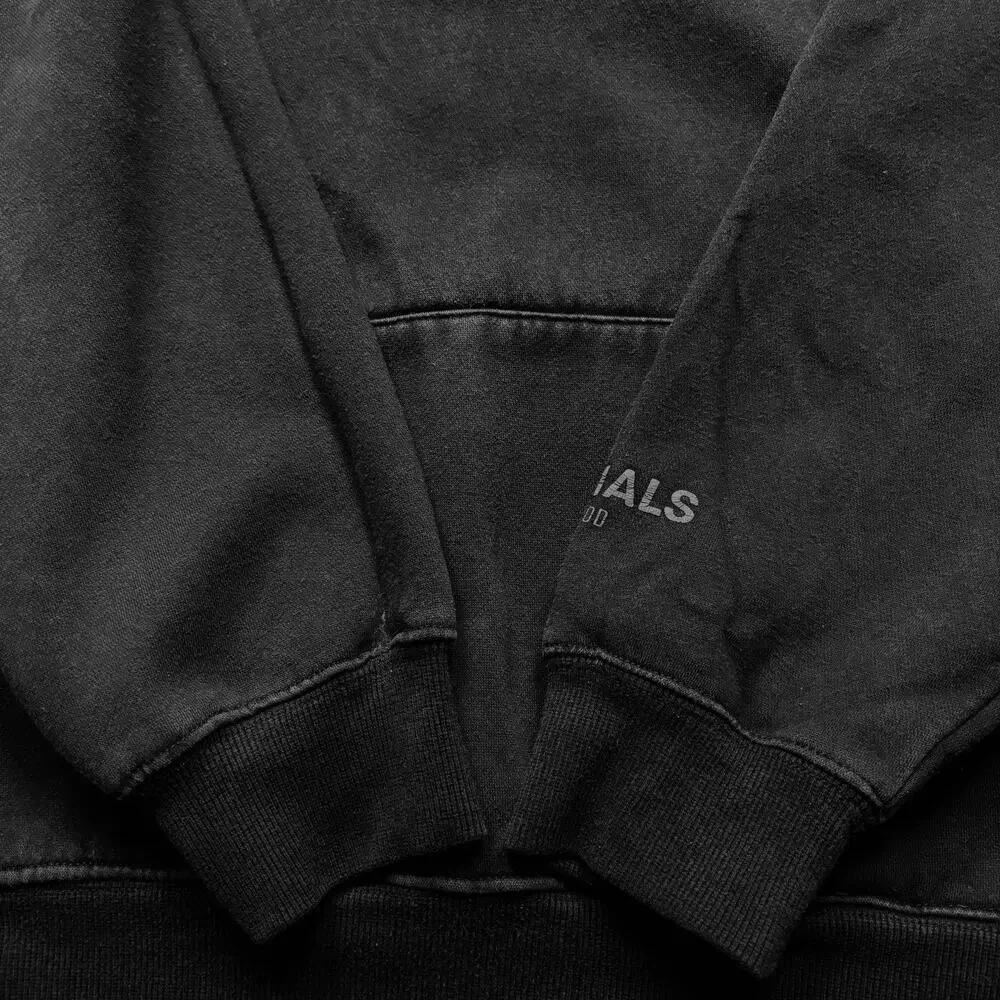 Fear of God Essentials Black Pullover Hoodie Cotton Size Medium Oversized Logo - Picture 4 of 15